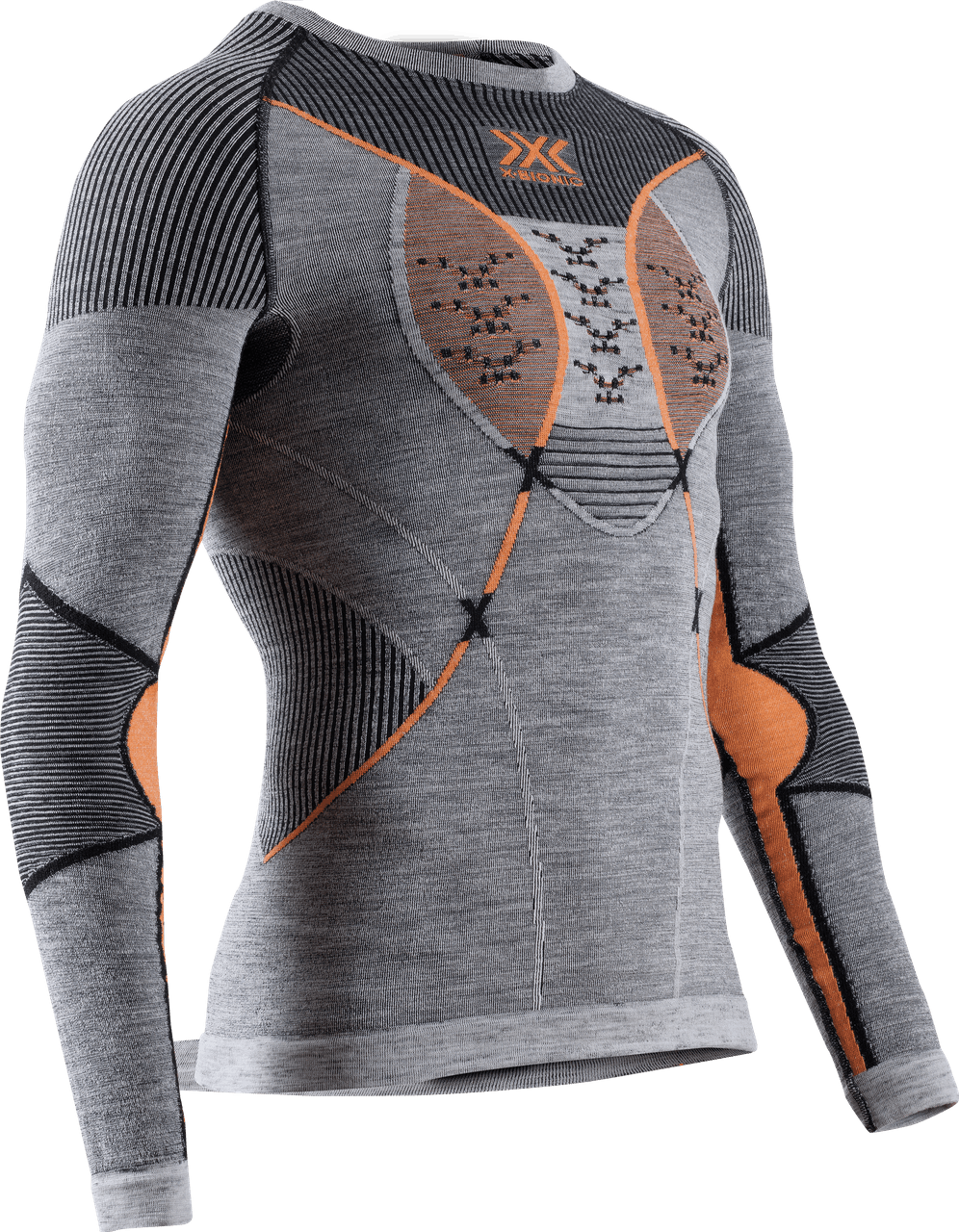 X-BIONIC MERINO SHIRT LG SL MEN - Black Grey Orange - Longsleeves - 4 of 5