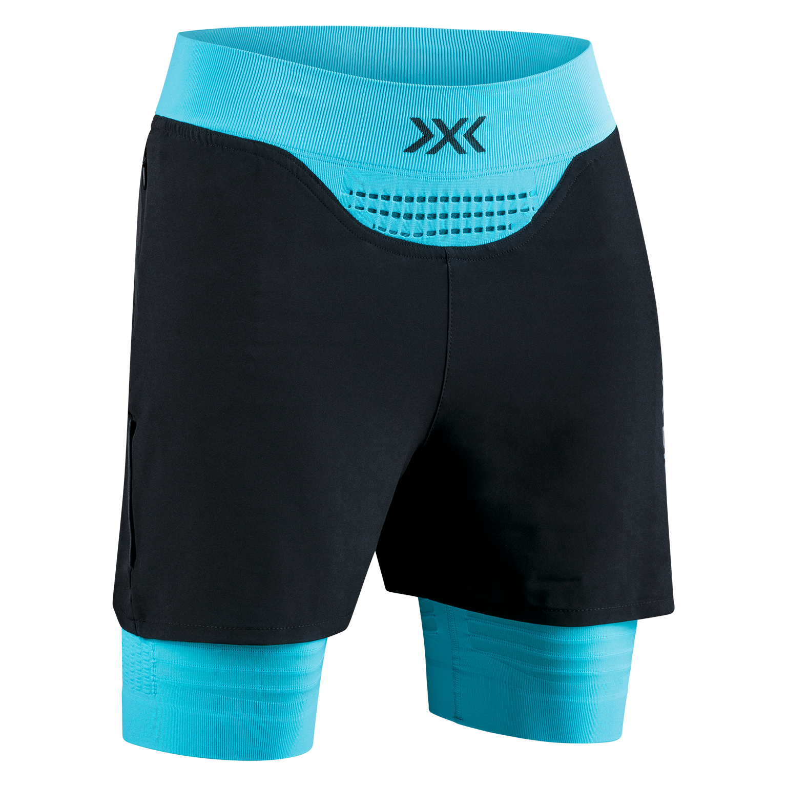 X-BIONIC EFFEKTOR 4D RUNNING STREAMLITE SHORTS WMN - Black Effektor Turquoise - Hybrid Shorts - 3 of 4