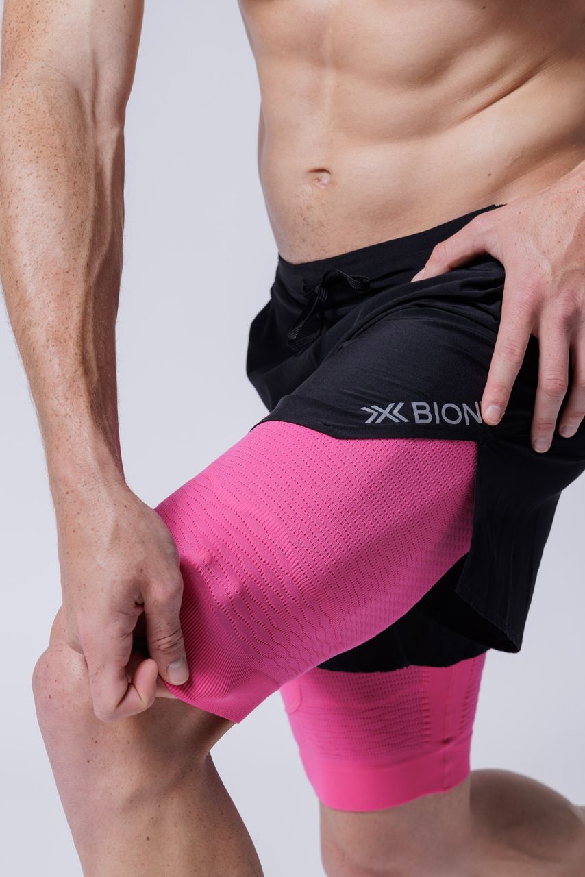 X-BIONIC EFFEKTOR 2IN1 SHORTS MEN - X Black Neo Pink - Hybrid Shorts - 5 of 8