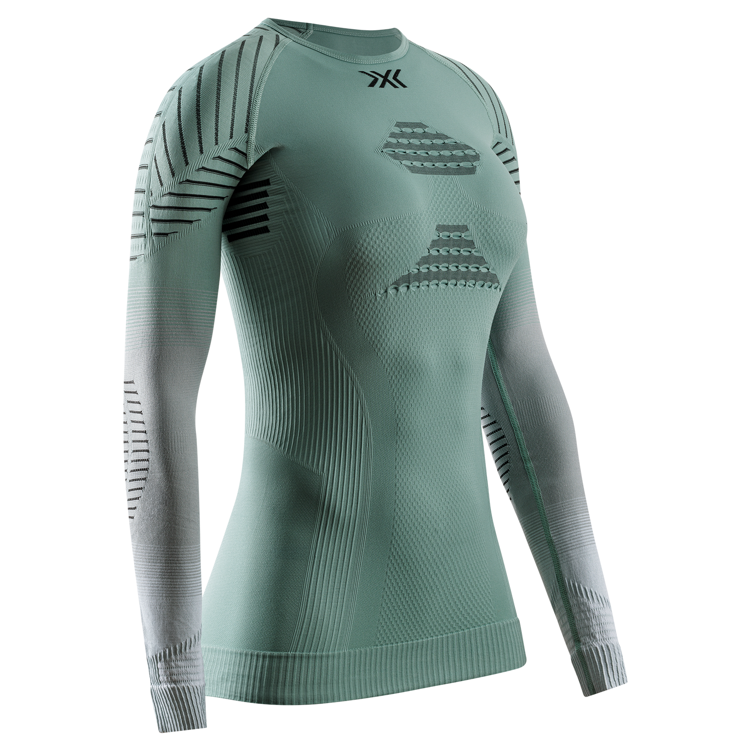 X-BIONIC INVENT GRAPHICS SHIRT LS WMN - Sage Green Light Grey Optical White - Longsleeves - 17 of 31