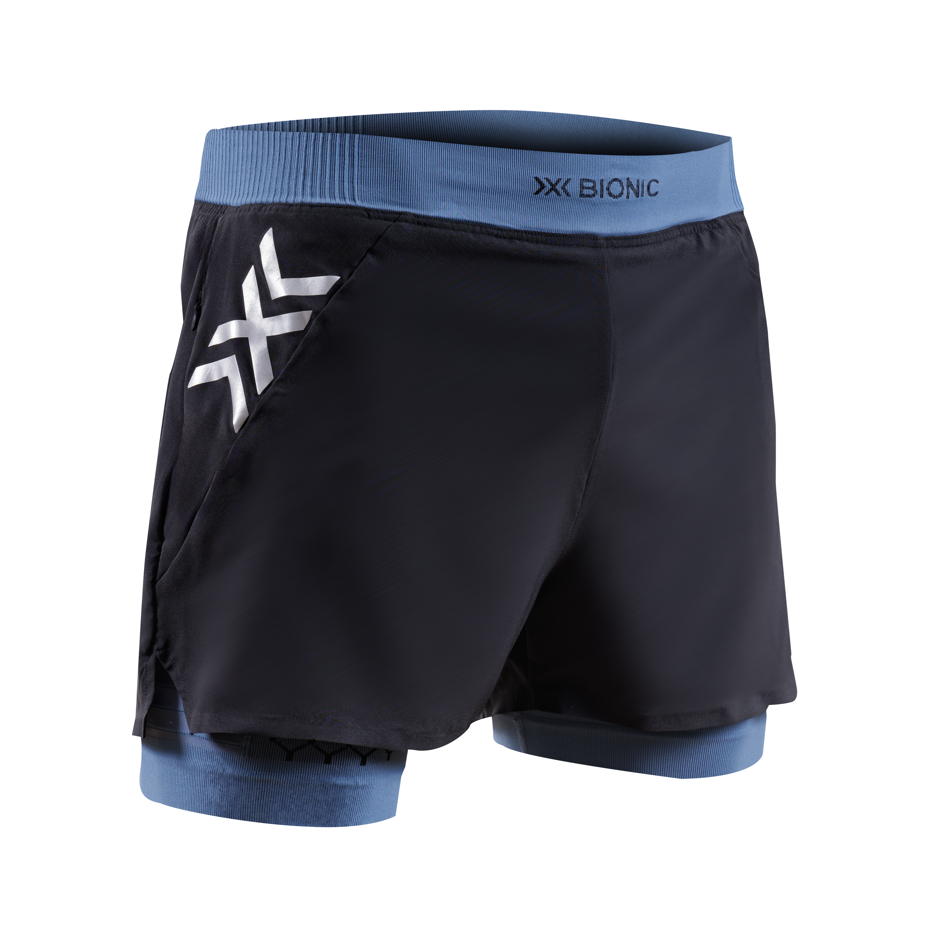 X-BIONIC TWYCE RACE 2in1 SHORTS MEN - X Black Slate Blue - Hybrid Shorts - 12 of 13
