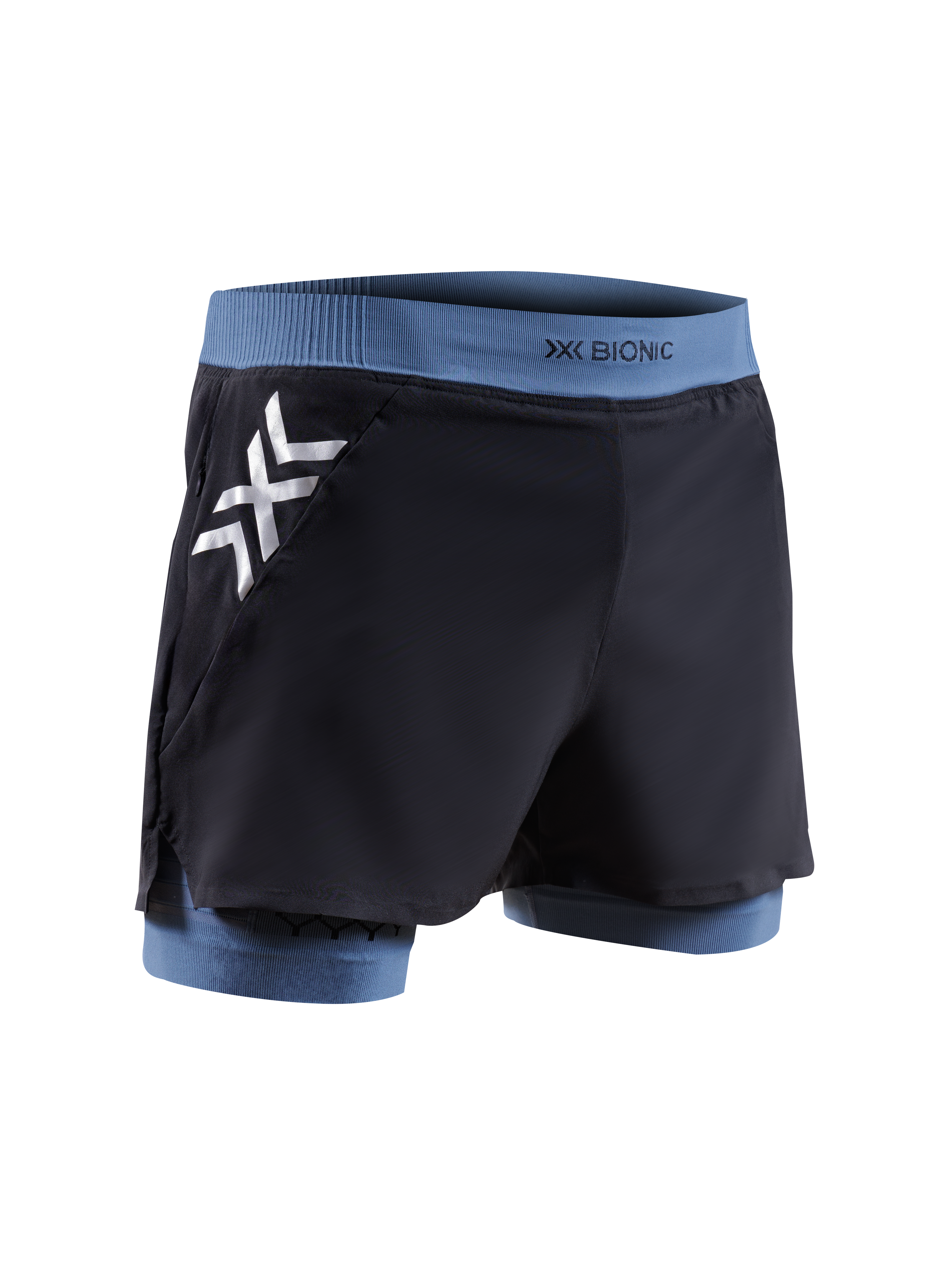 X-BIONIC TWYCE RACE 2in1 SHORTS MEN - X Black Slate Blue - Hybrid Shorts - 12 of 13