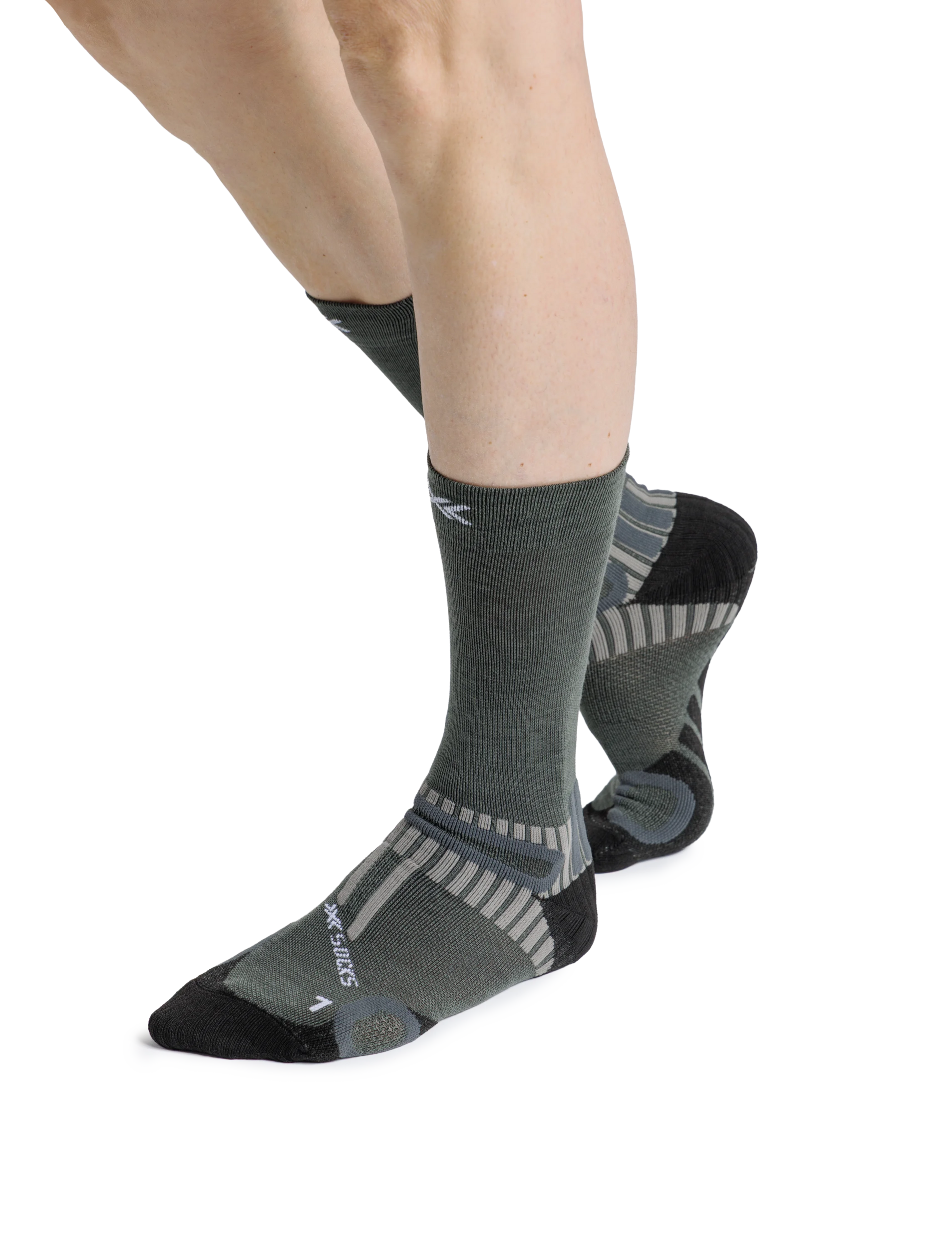 X-SOCKS HIKE PERFORM MERINO CREW - Heather Olive - Crew - 6 of 12