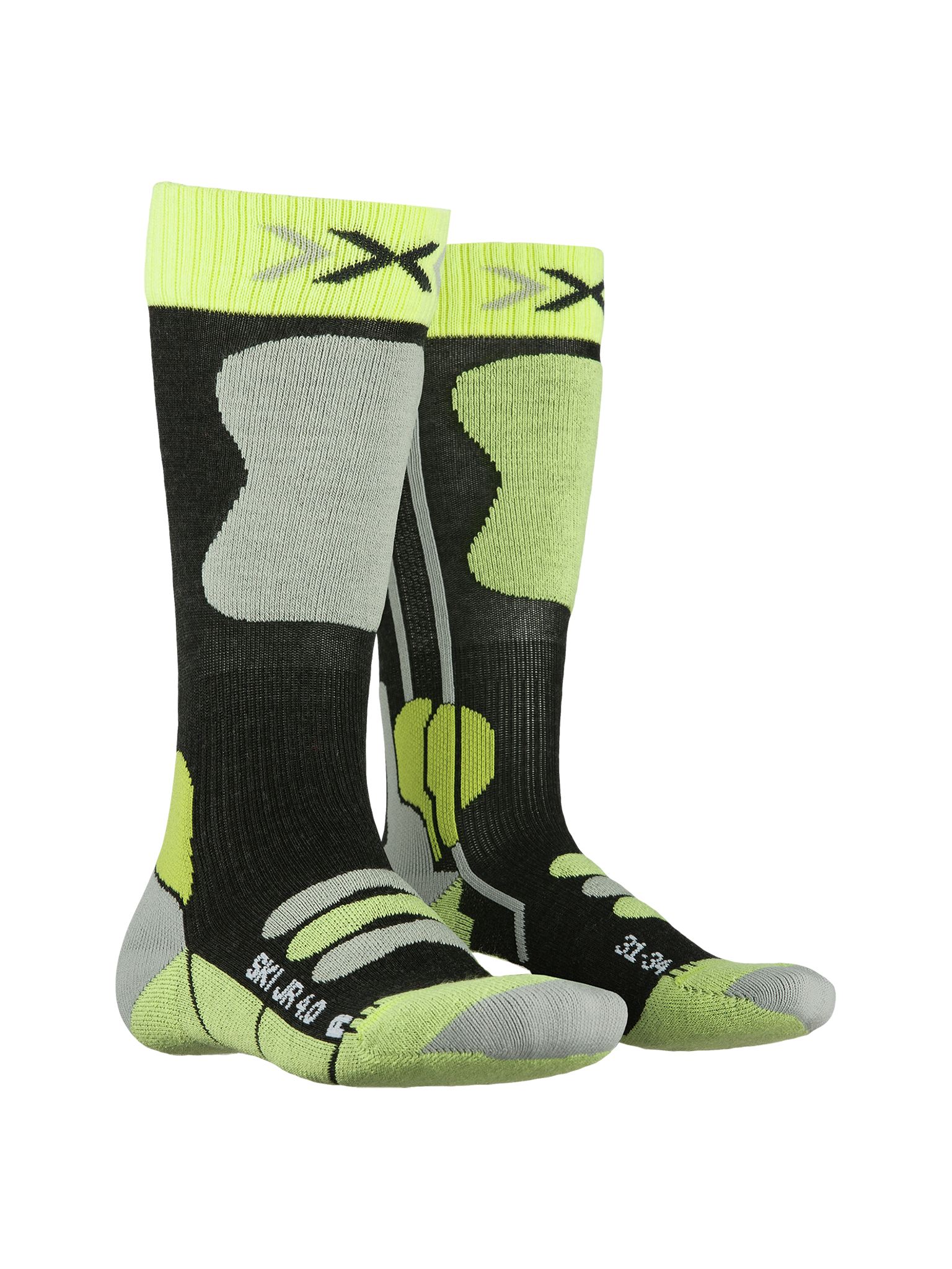 X-SOCKS SKI JR 4.0 - Anthracite Melange Green Lime - Over The Calf - 4 of 12