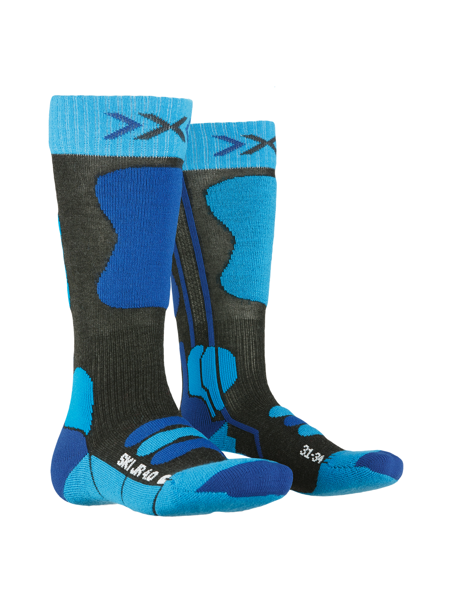 X-SOCKS SKI JR 4.0 - Anthracite Melange Electric Blue - Over The Calf - 5 of 12