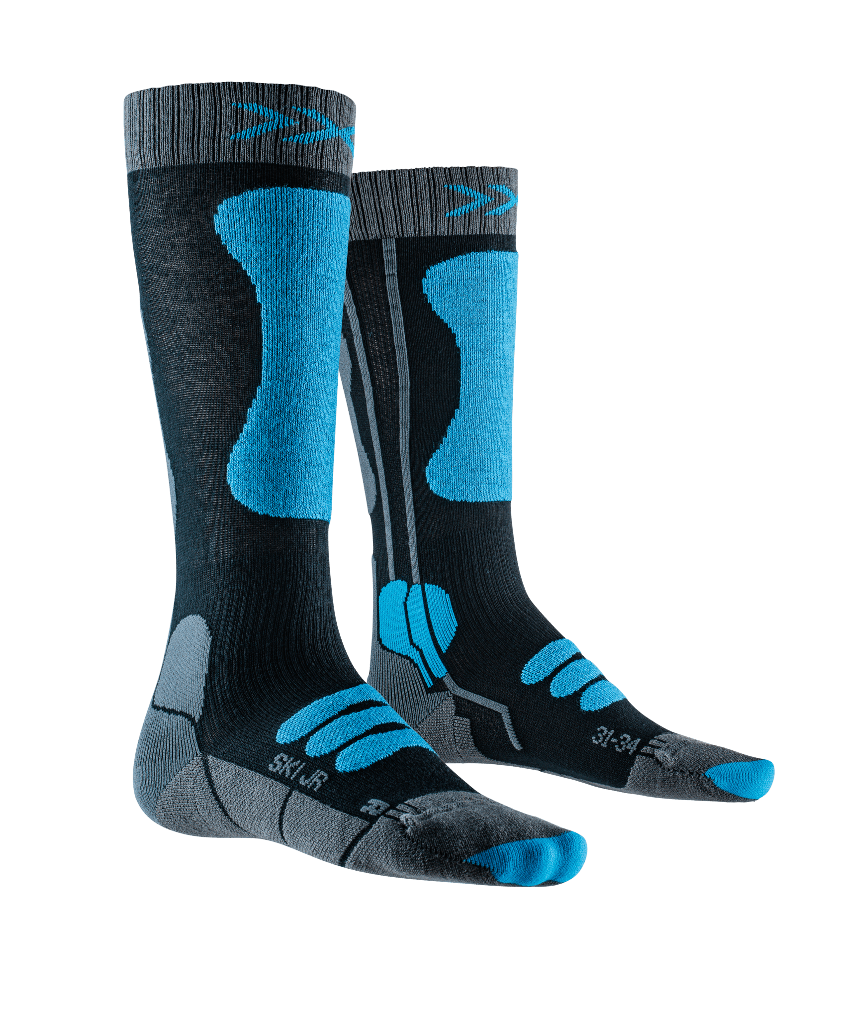 X-SOCKS SKI JR 4.0 - Anthracite Melange Electric Blue - Over The Calf - 8 of 12