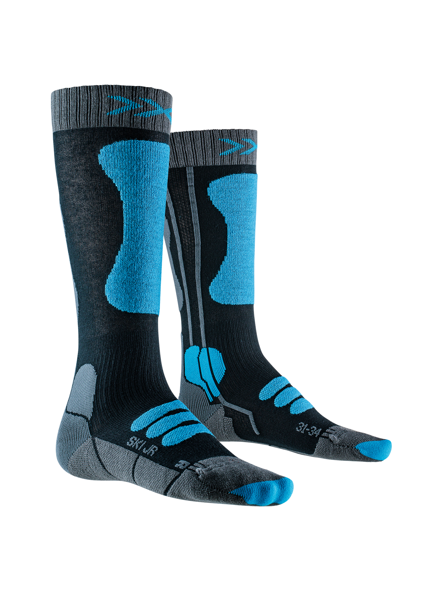 X-SOCKS SKI JR 4.0 - Anthracite Melange Galactic Blue - Over The Calf - 3 of 12
