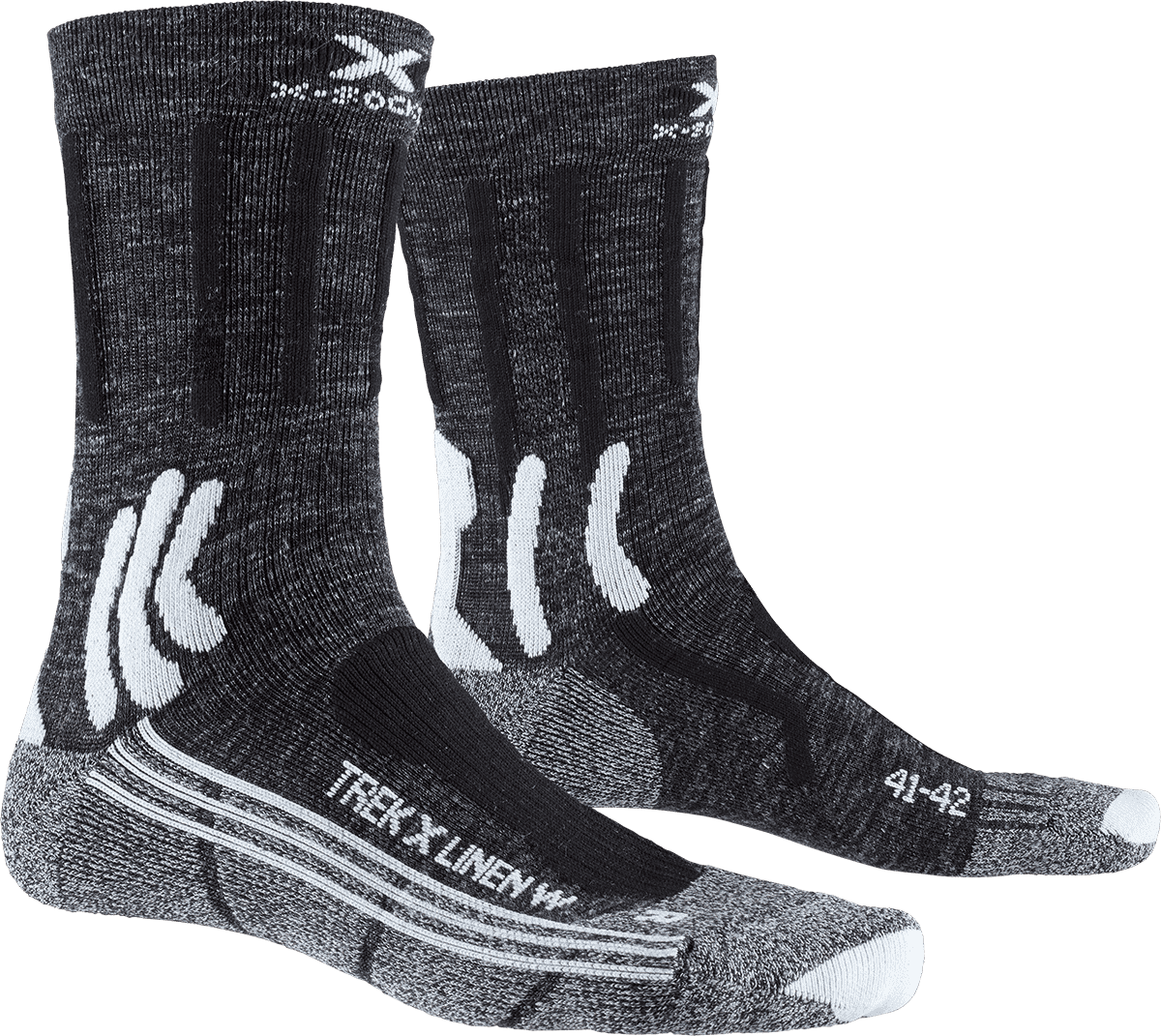 X-SOCKS TREK X LINEN WMN - SMU SIDAS - Dolomite Grey Melange Opal Black - Crew - 1 of 1