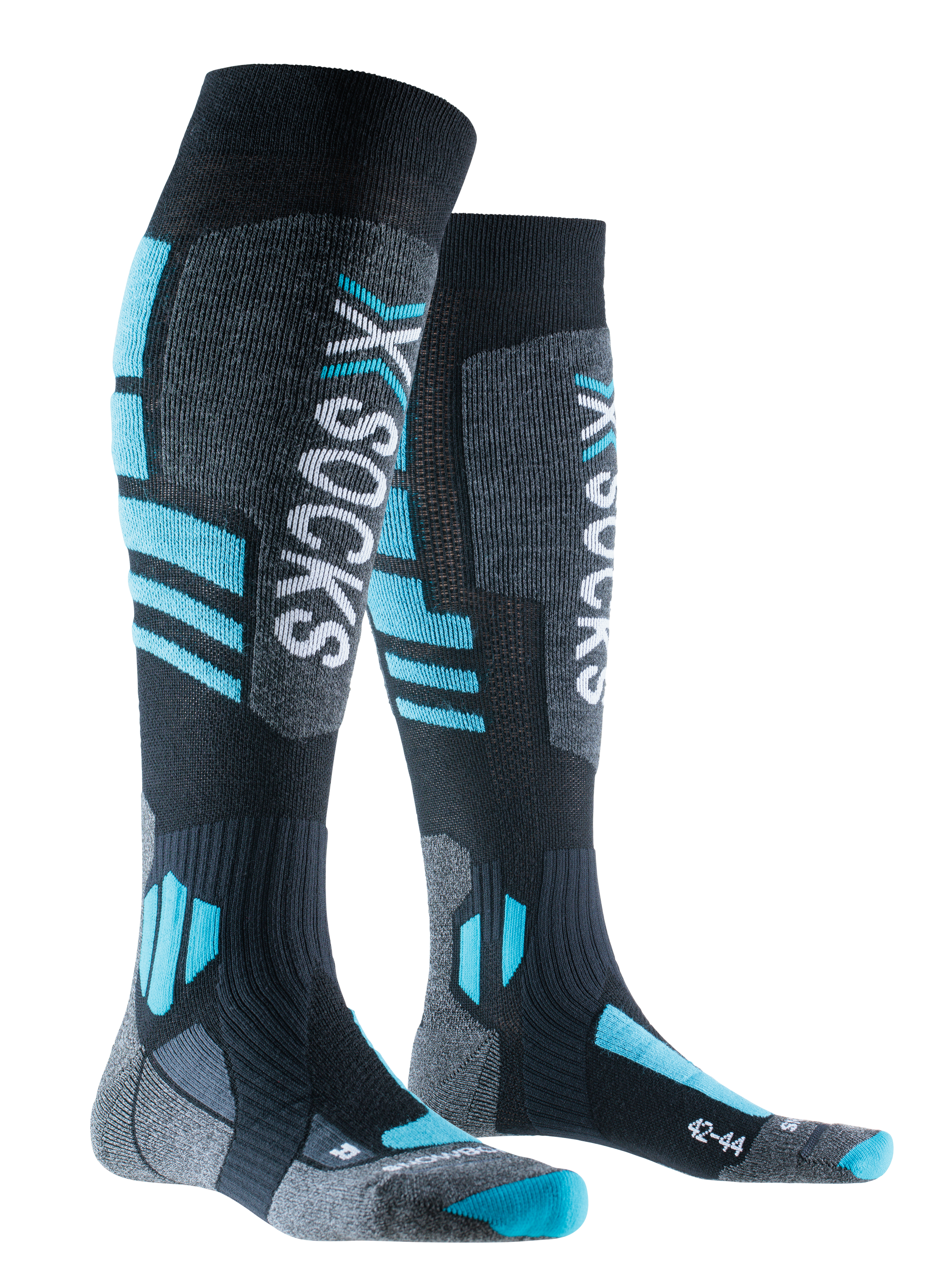 X-Socks Ski Junior 4.0 Anthracite Melange/Galactic Blue