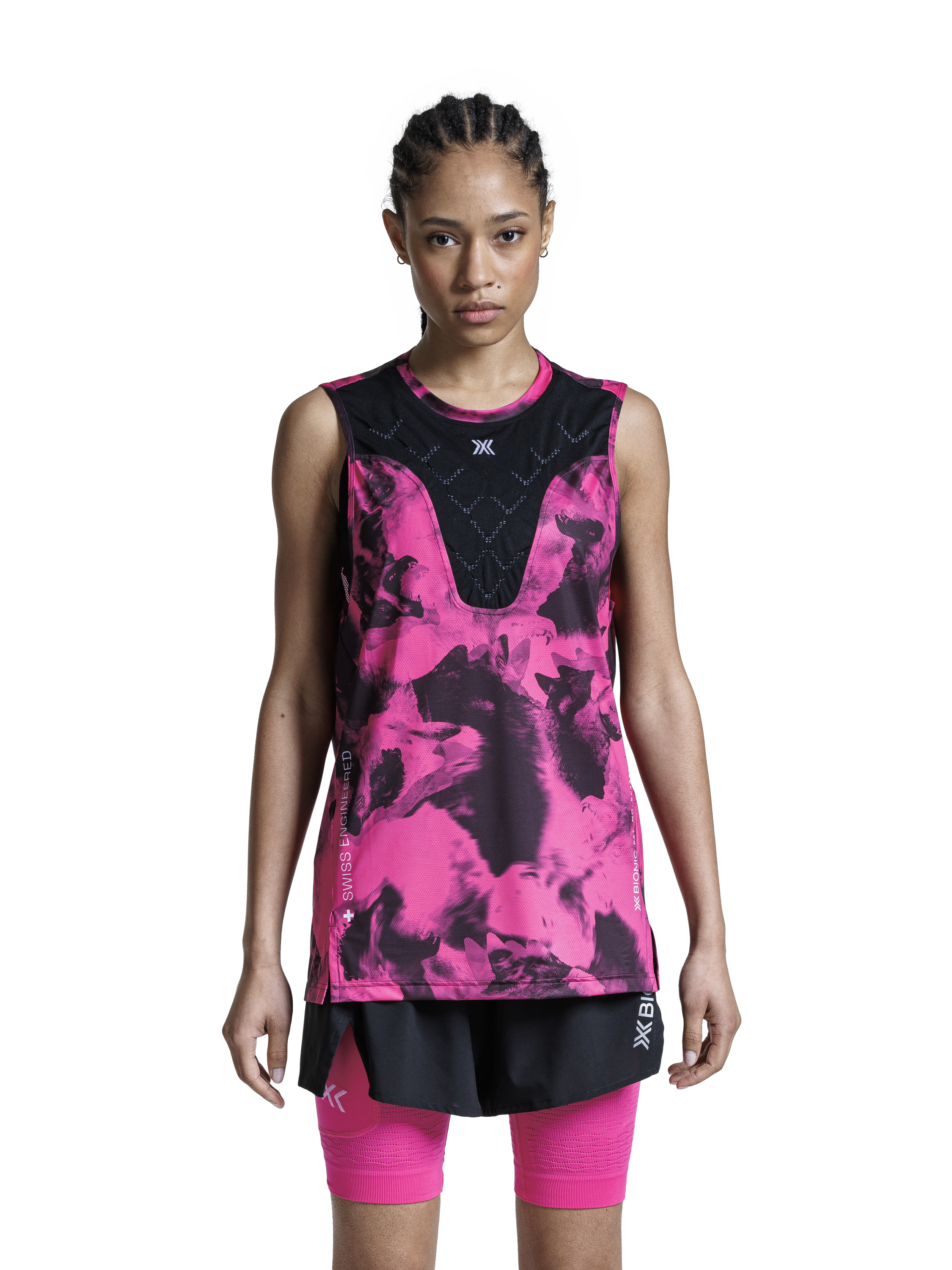 X-BIONIC COREFUSION RUN TANK - Wolfpack Black Neo Pink - Tanks - 17 of 27