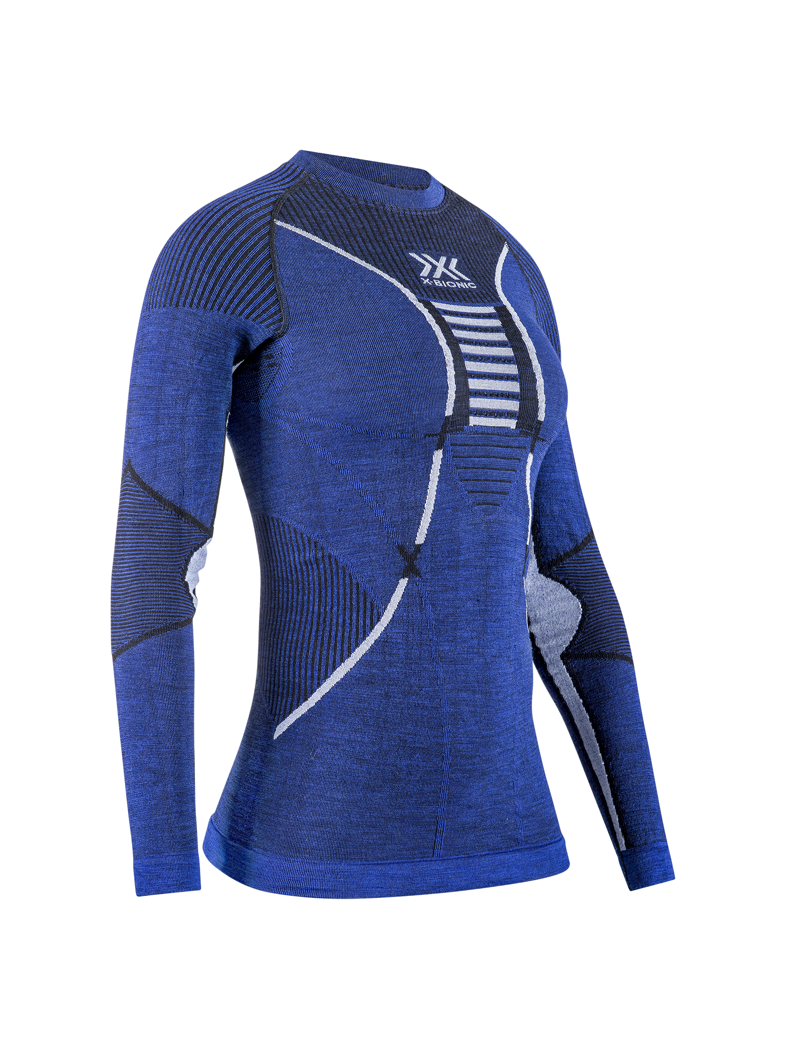 X-BIONIC MERINO SHIRT LG SL WMN - Dark Ocean Arctic White - Longsleeves - 3 of 4