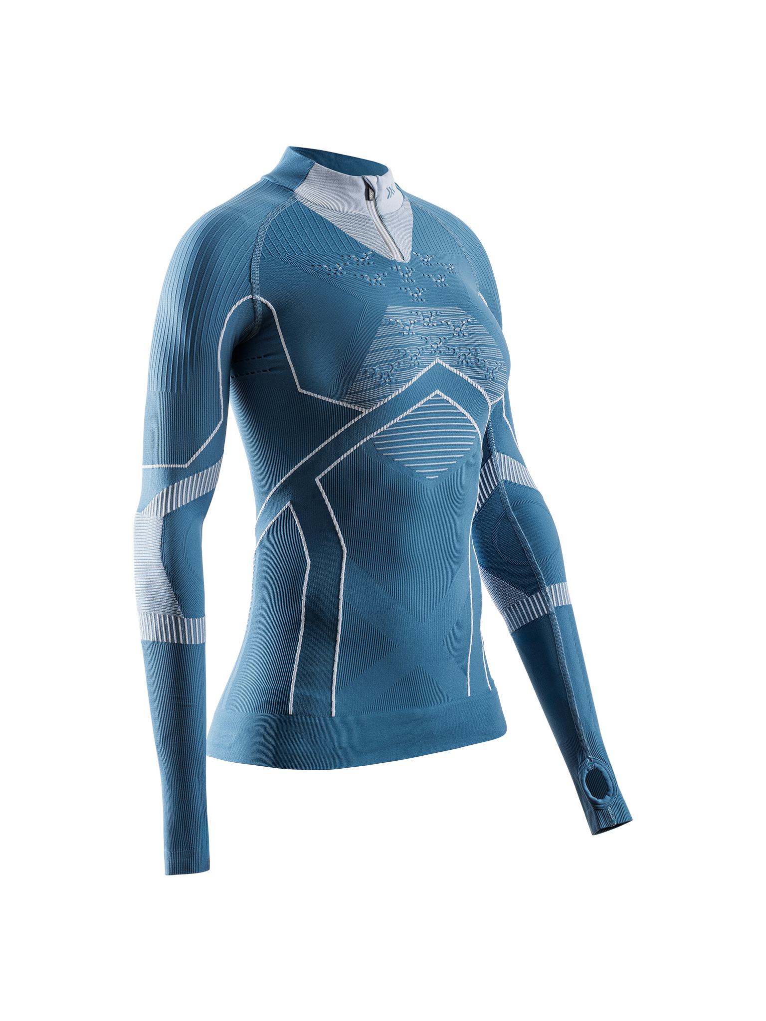 X-BIONIC ENERGY ACCUMULATOR LIGHT SHIRT LS 1/2 ZIP WMN - Mineral Blue Arctic White - Longsleeves - 1 of 9