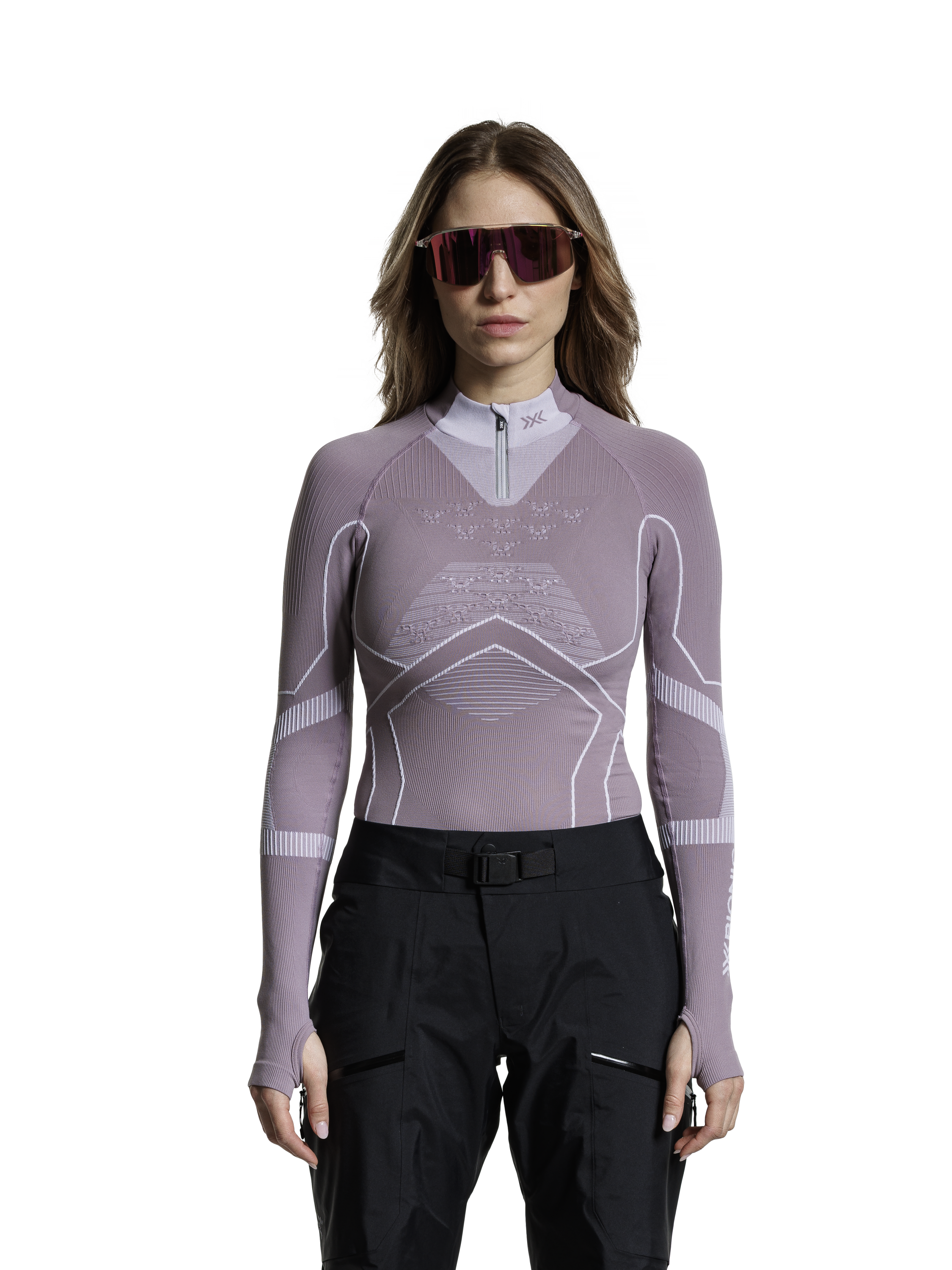 X-BIONIC ENERGY ACCUMULATOR LIGHT SHIRT LS 1/2 ZIP WMN - Dusty Lavender Arctic White - Longsleeves - 6 of 9