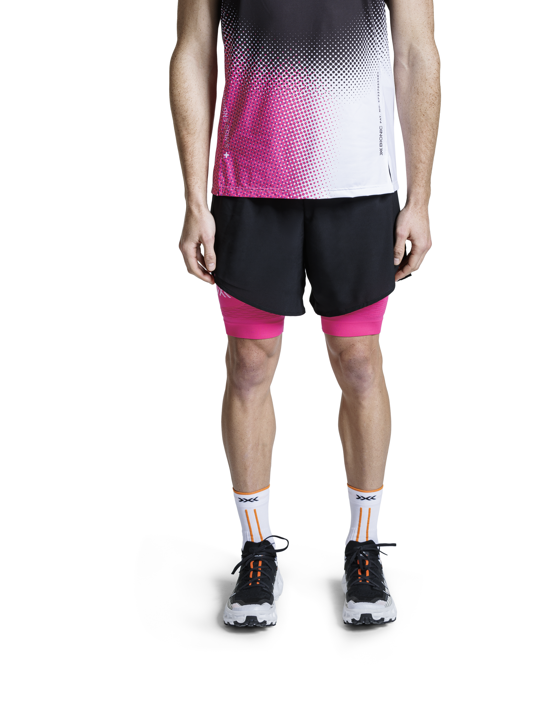 X-BIONIC EFFEKTOR 2IN1 SHORTS MEN - X Black Neo Pink - Hybrid Shorts - 3 of 8