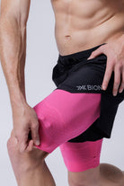 X-BIONIC EFFEKTOR 2IN1 SHORTS MEN - X Black Neo Pink - Hybrid Shorts - 5 of 8