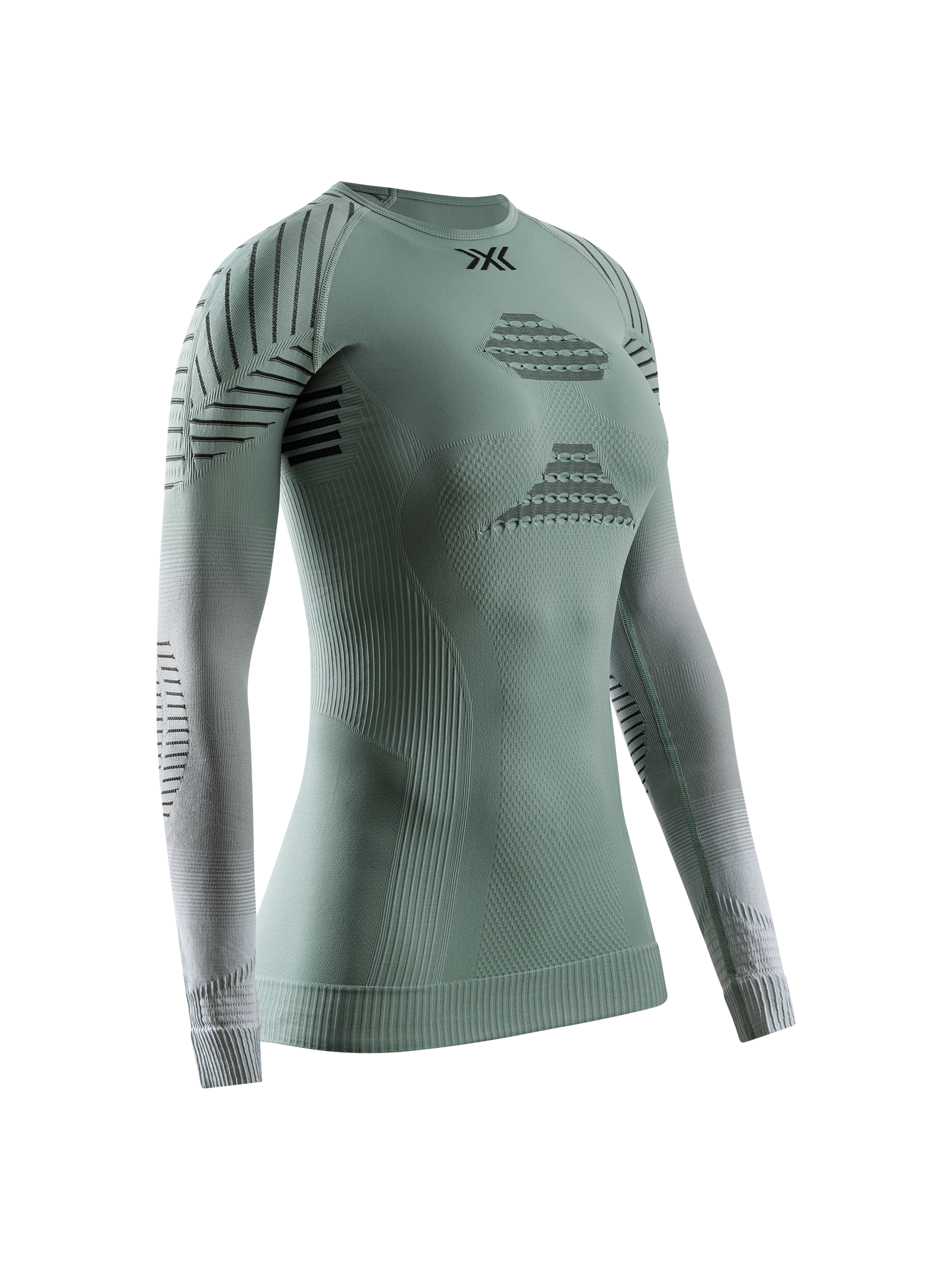 X-BIONIC INVENT GRAPHICS SHIRT LS WMN - Sage Green Light Grey Optical White - Longsleeves - 7 of 11