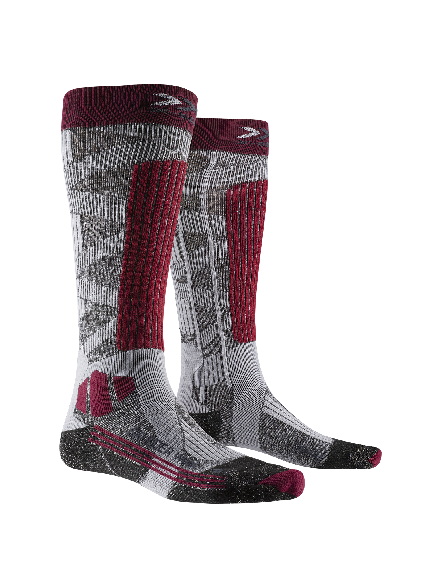X-SOCKS SKI RIDER SILVER 4.0 WMN - Stone Grey Melange Plum - Over The Calf - 2 of 2