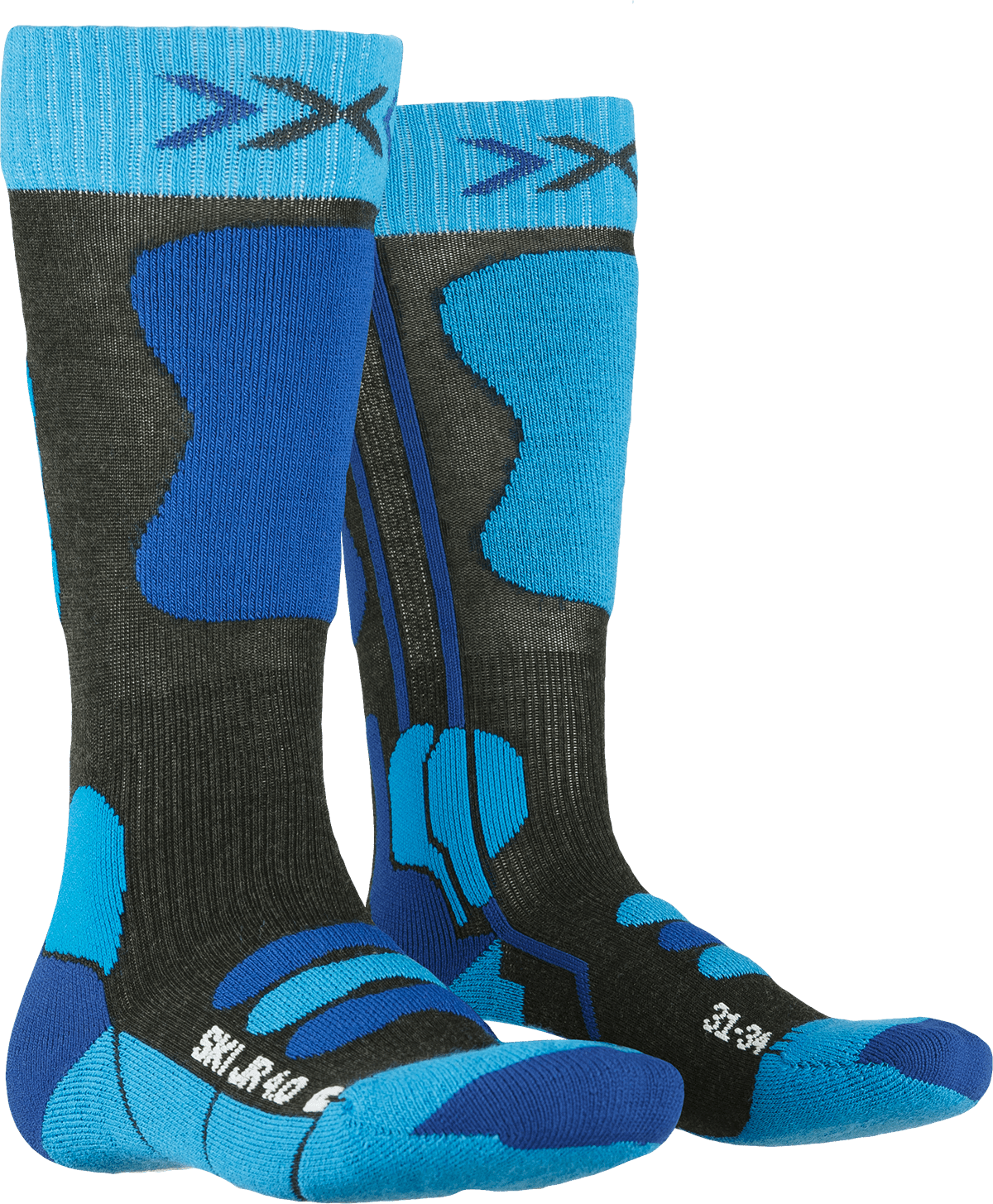 X-SOCKS SKI JR 4.0 - Mid Grey Melange Green Phyton Yellow - Over The Calf - 12 of 12