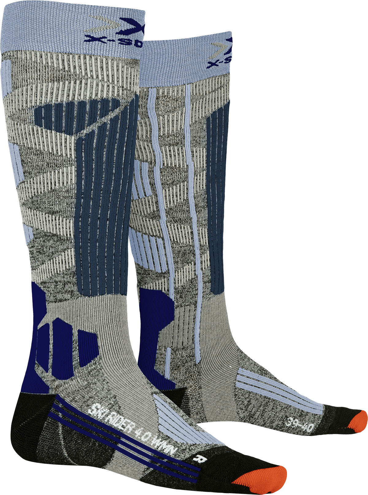 X-SOCKS SKI RIDER 4.0 WMN - Stone Grey Melange Mineral Blue - Over The Calf - 4 of 7