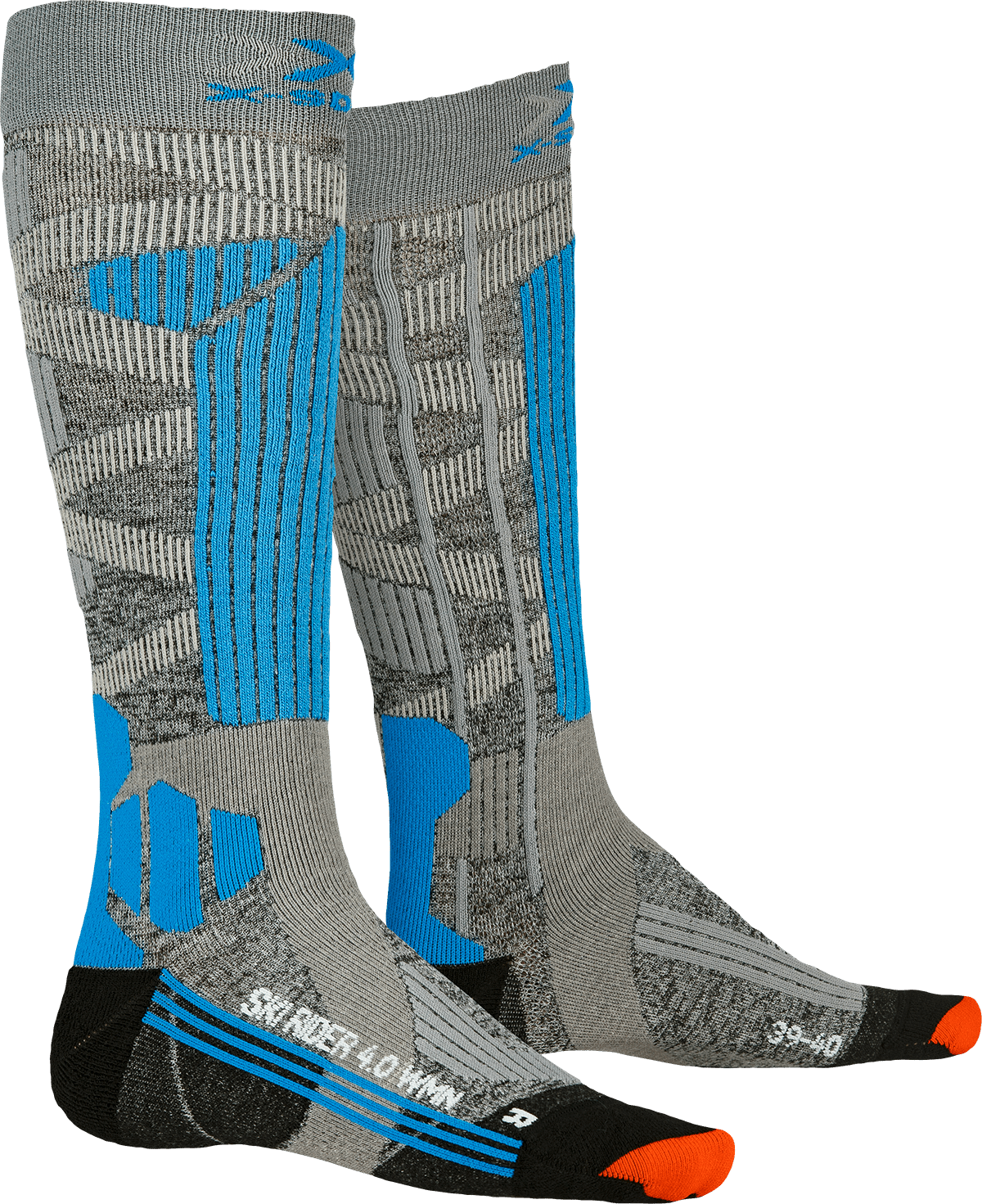 X-SOCKS SKI RIDER 4.0 WMN - Stone Grey Melange Turquoise - Over The Calf - 7 of 7