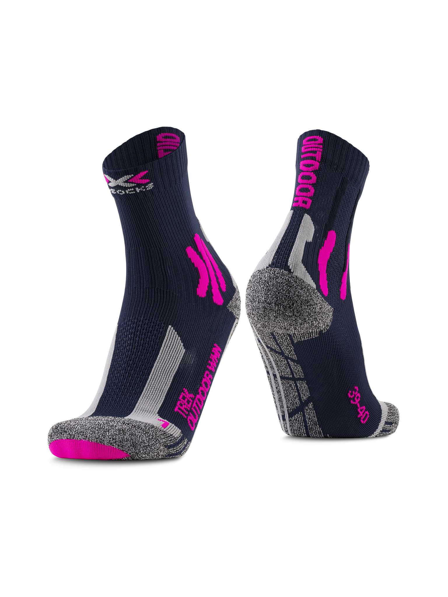 X-SOCKS TREK OUTDOOR WMN - Midnight Blue Pink Lt Grey Melange - Ankle - 6 of 9