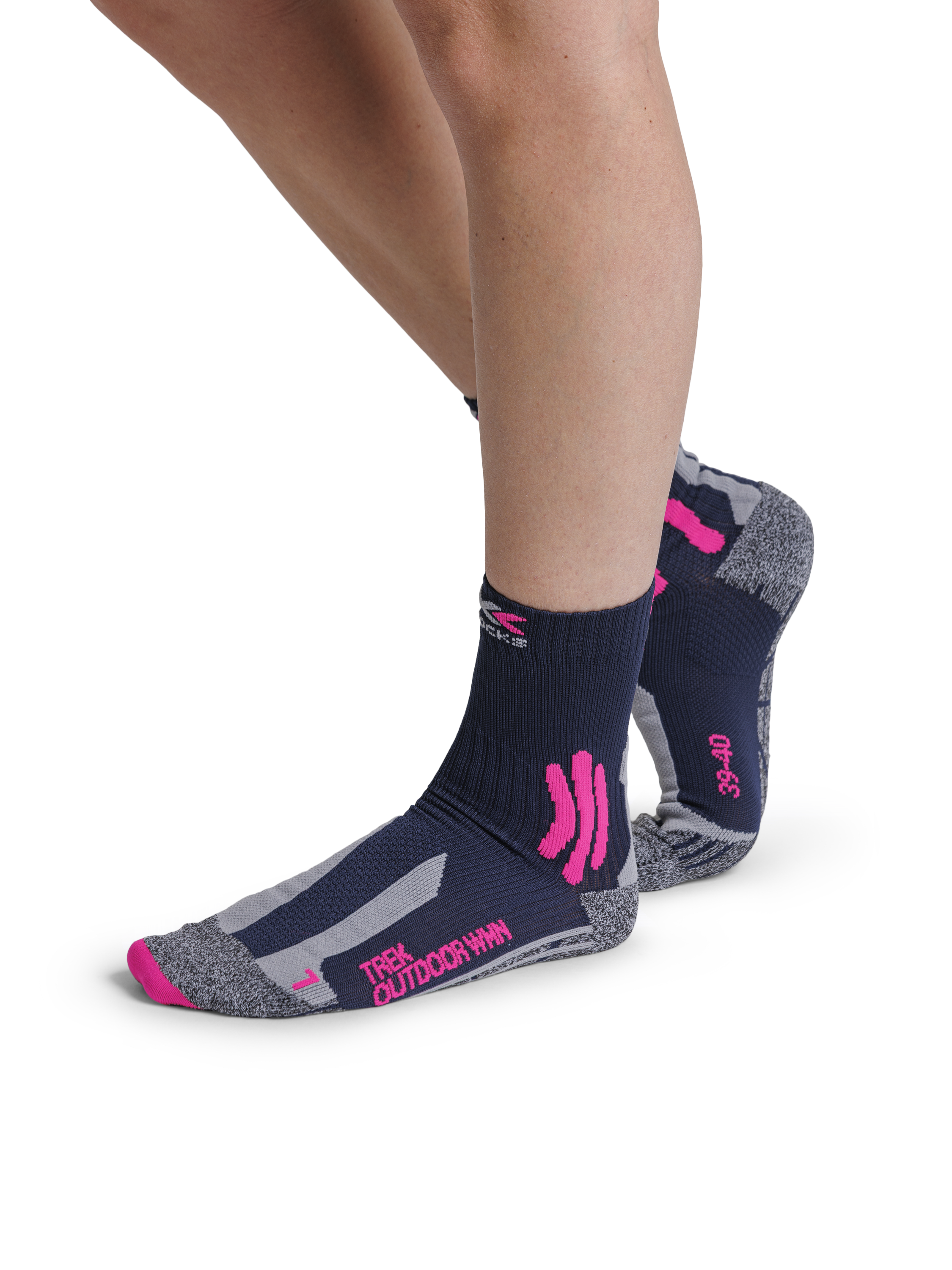 X-SOCKS TREK OUTDOOR WMN - Midnight Blue Pink Lt Grey Melange - Ankle - 8 of 9