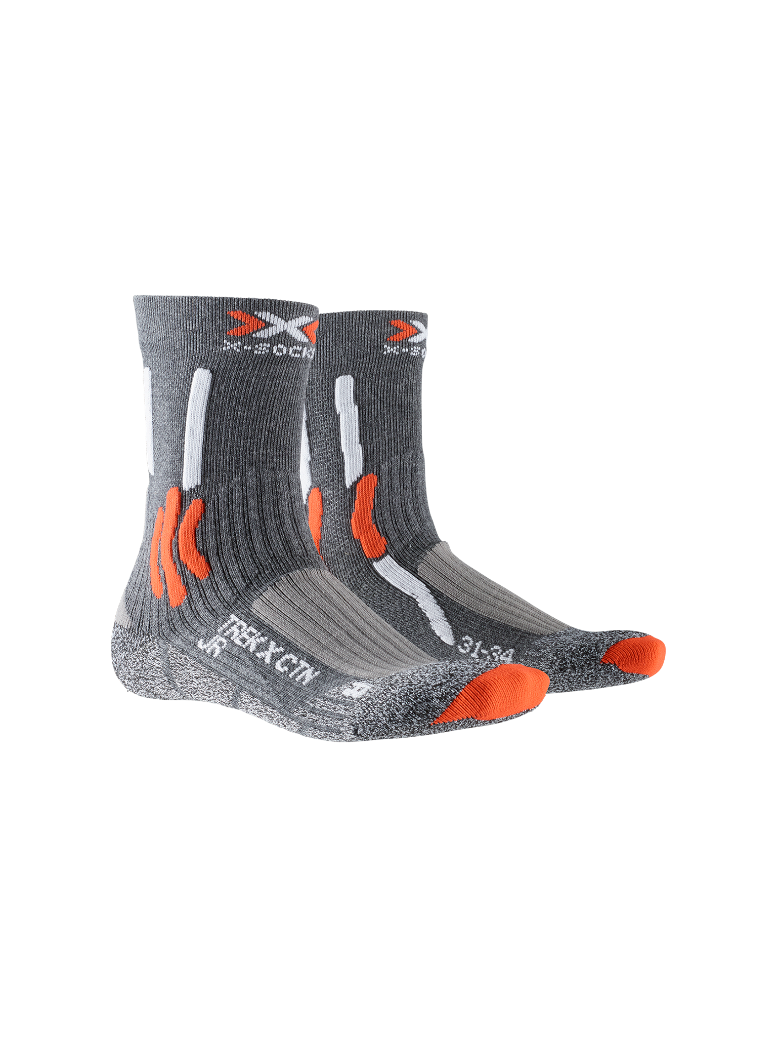 X-SOCKS TREK X CTN JR - Stone Grey Melange X-orange - Crew - 2 of 7