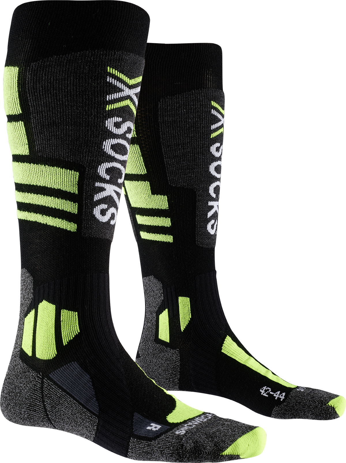 Chaussettes X Socks Ski Junior 4.0 Mid Grey Melange Green Phyton Yellow -  Hiver 2023